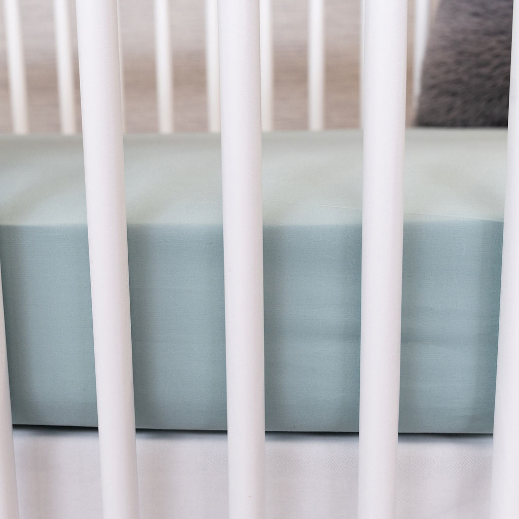 By the Sea - Fitted Crib Sheet - Foggy Blue - Solids - Olli+Lime